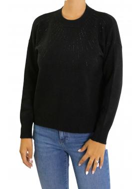 Maglione con brillantini tinta unita 